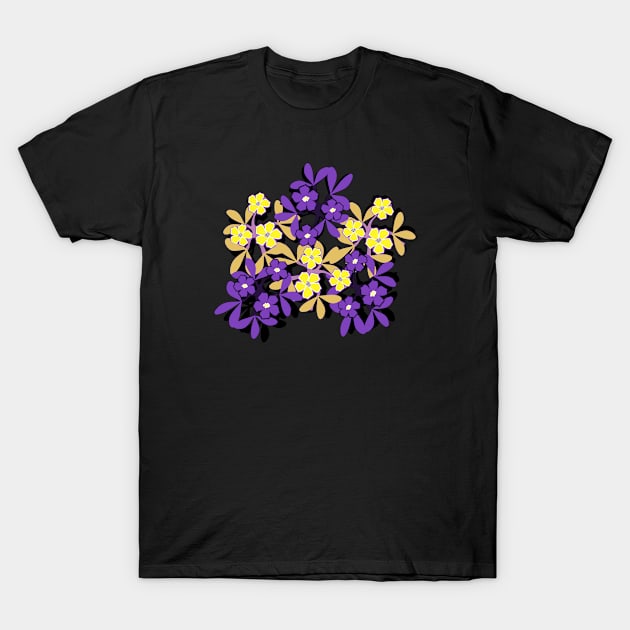 Nonbinary Pride Small Flowers and Leaves T-Shirt by VernenInk